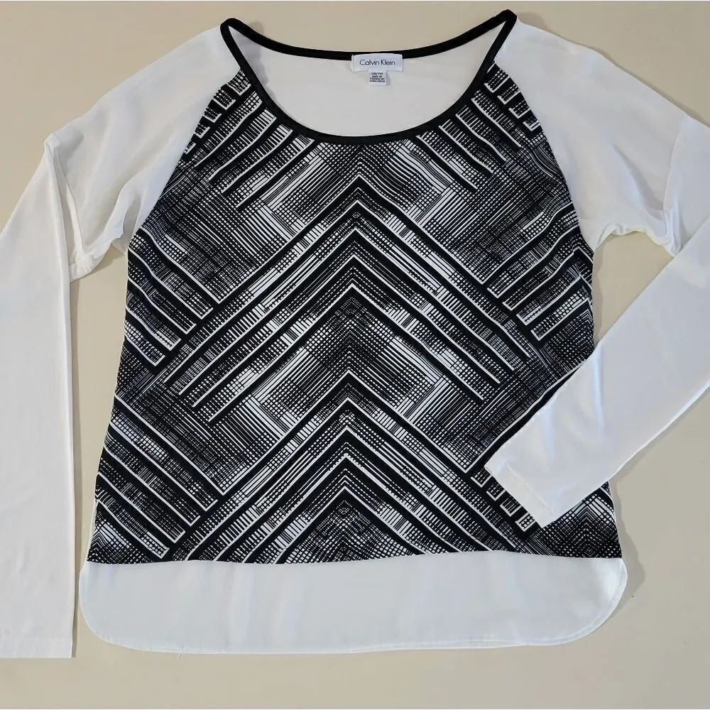 Calvin Klein Mixed Media Long Sleeve Top
